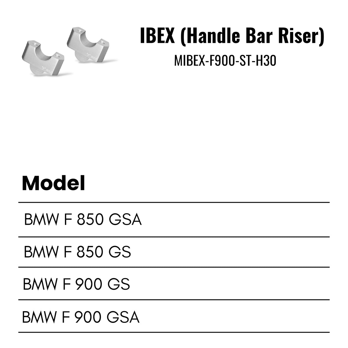 Fit Guide for Handlebar Riser for BMW F900 GS / F900 GSA / F850 GS / F850 GSA