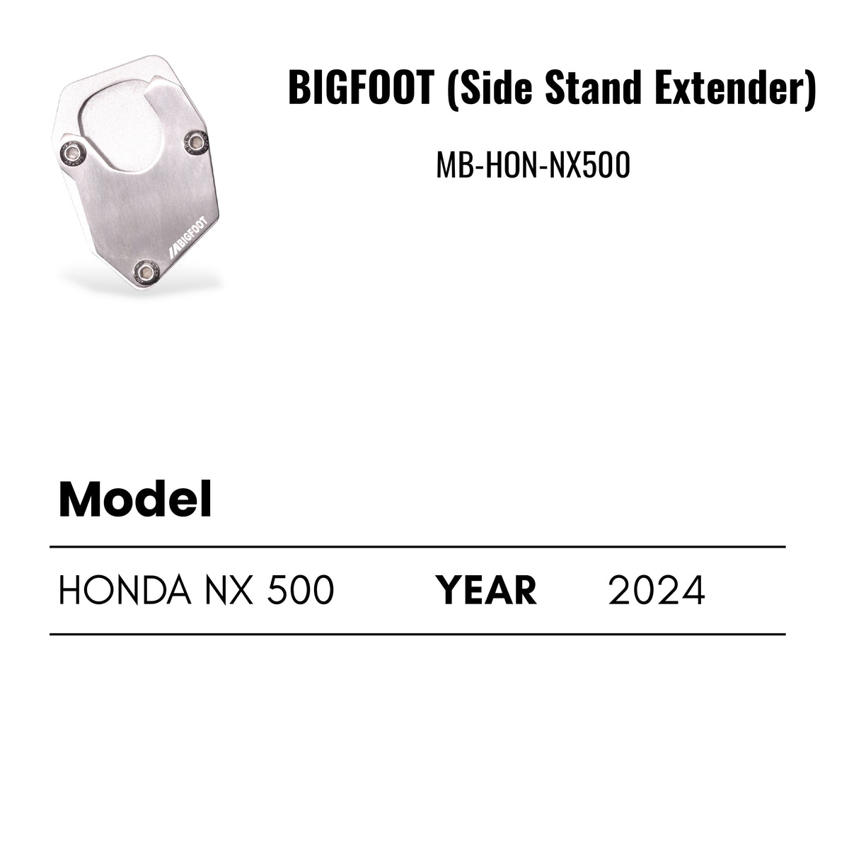Fit Guide for Side stand extender for Honda NX500 – Bigfoot