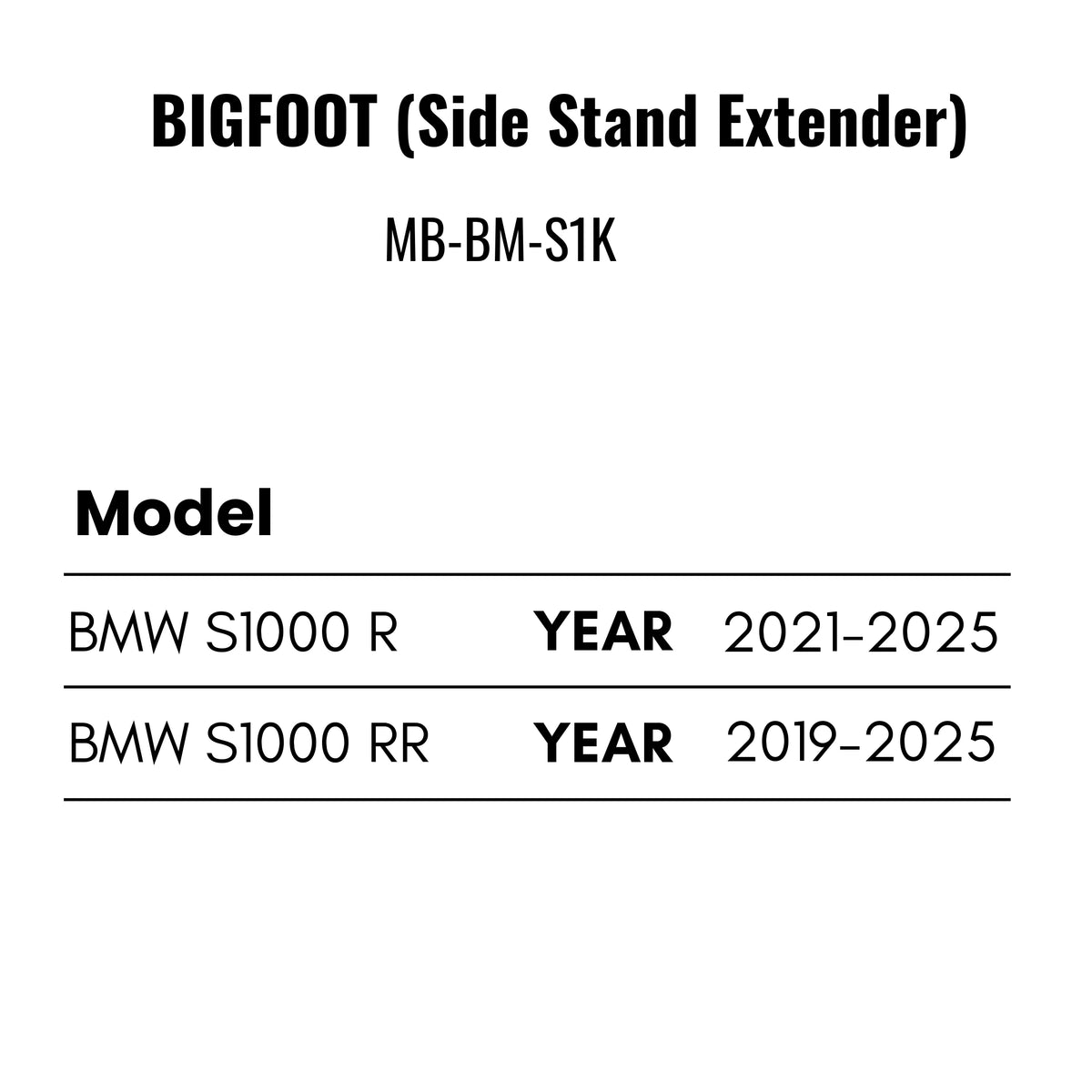 Fit Guide for Side stand extender for BMW S 1000 RR – Bigfoot