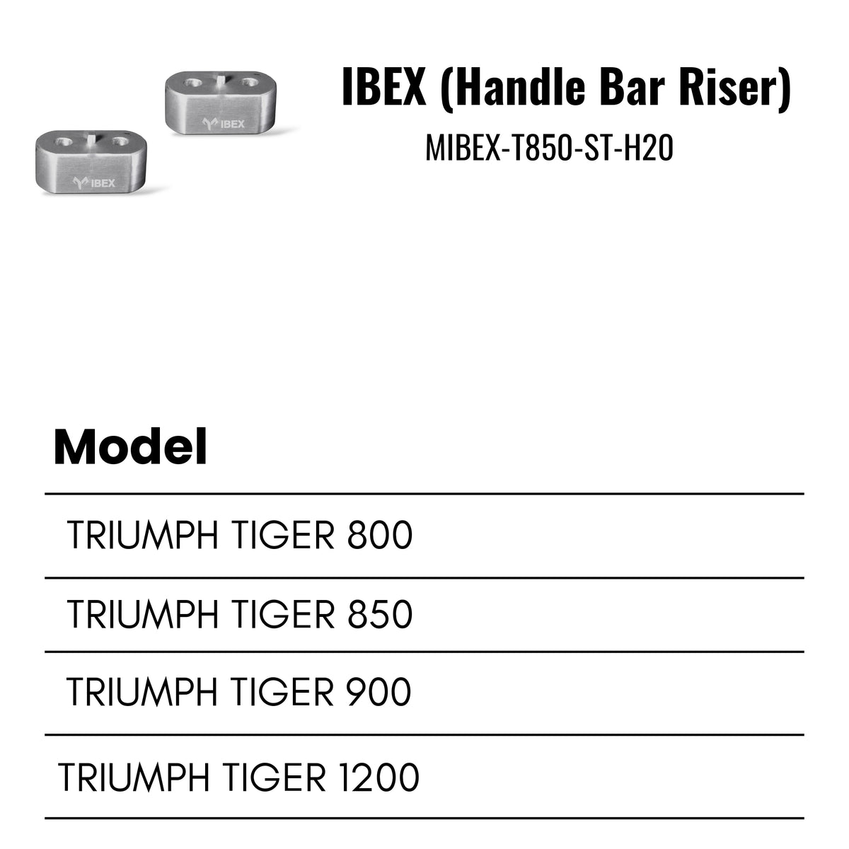 Fit Guide for Handlebar risers for Triumph Tiger 800/850/900/GT/1200
