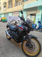 Black powder-coated carbon steel tank guard for Honda Transalp XL 750 
2023-2025 — installed view showing fitment on tank